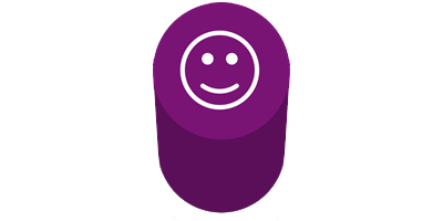 a purple pillar with a white smiley face on top of it