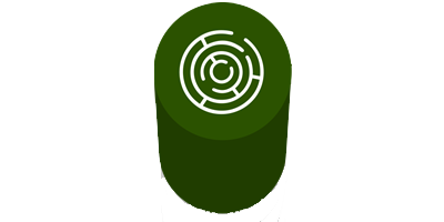 a green pillar with an illustration of a radar on top of it